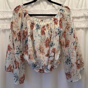 Chic Floral Gathered Blouse